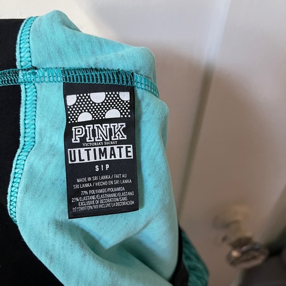 VS PINK Ultimate cropped leggings in heathered turquoise and black, size s - Picture 5 of 6